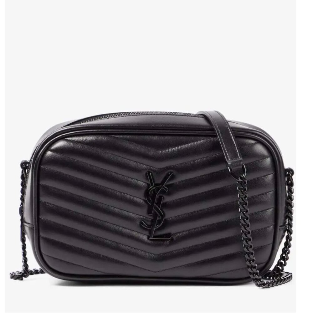 Saint Laurent Black Lou Mini Leather Shoulder Bag